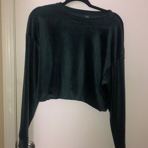 Wild fable forest green velvet cropped long sleeve